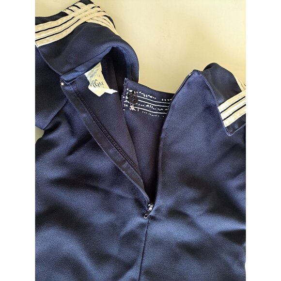 Vintage Navy Blue Toddler Sailor Outfit 2T R-Gee Originals Gold Buttons Stripe B - Picture 8 of 8